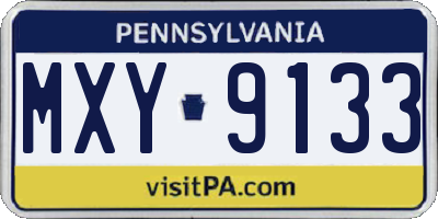 PA license plate MXY9133