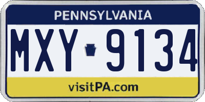 PA license plate MXY9134
