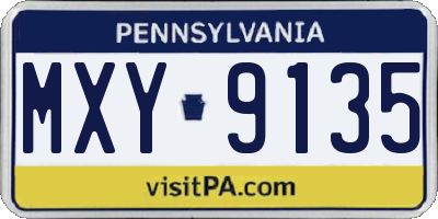PA license plate MXY9135