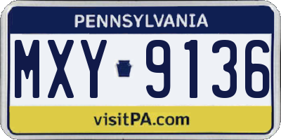 PA license plate MXY9136