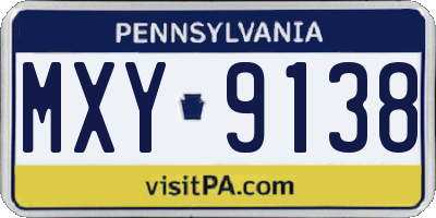 PA license plate MXY9138