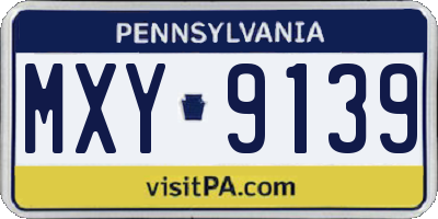 PA license plate MXY9139