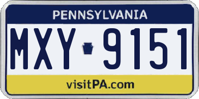 PA license plate MXY9151