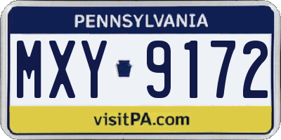 PA license plate MXY9172
