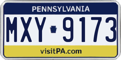 PA license plate MXY9173