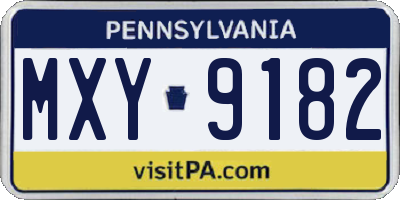 PA license plate MXY9182