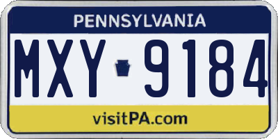 PA license plate MXY9184