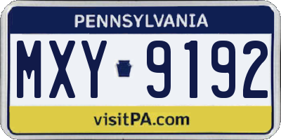 PA license plate MXY9192