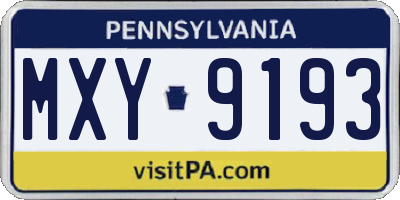 PA license plate MXY9193