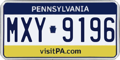PA license plate MXY9196