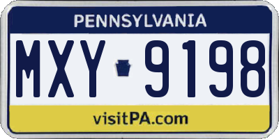 PA license plate MXY9198