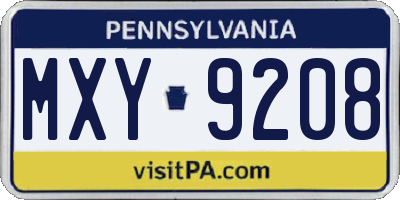 PA license plate MXY9208