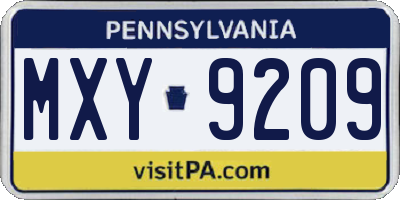 PA license plate MXY9209