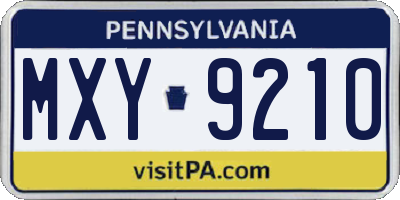 PA license plate MXY9210