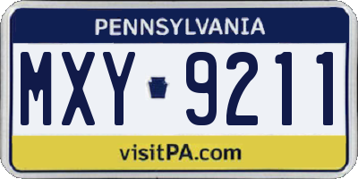 PA license plate MXY9211