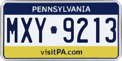 PA license plate MXY9213