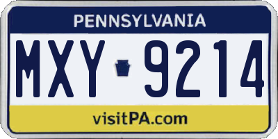PA license plate MXY9214