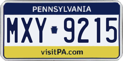 PA license plate MXY9215