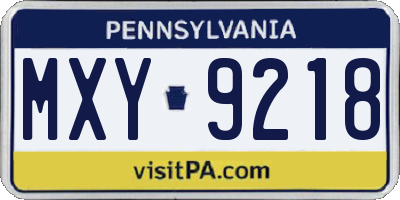PA license plate MXY9218