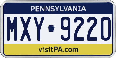 PA license plate MXY9220