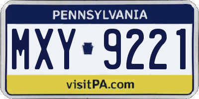 PA license plate MXY9221