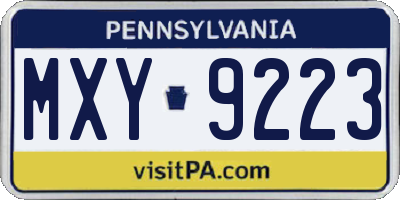 PA license plate MXY9223