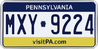 PA license plate MXY9224