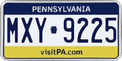 PA license plate MXY9225