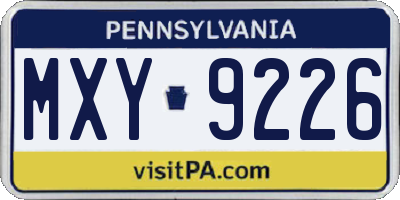 PA license plate MXY9226