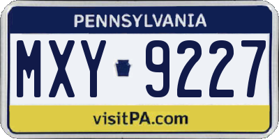 PA license plate MXY9227