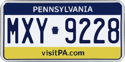 PA license plate MXY9228