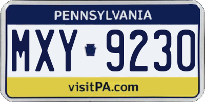 PA license plate MXY9230