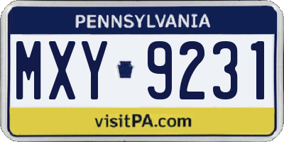 PA license plate MXY9231