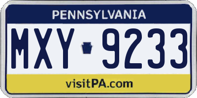 PA license plate MXY9233