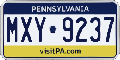 PA license plate MXY9237