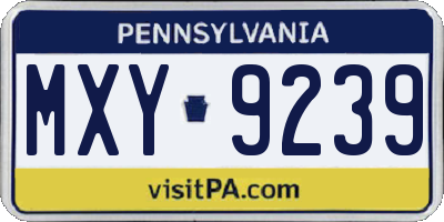 PA license plate MXY9239