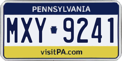 PA license plate MXY9241