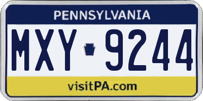 PA license plate MXY9244
