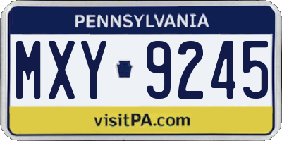 PA license plate MXY9245