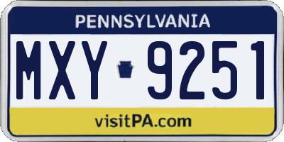 PA license plate MXY9251