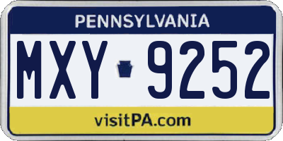 PA license plate MXY9252