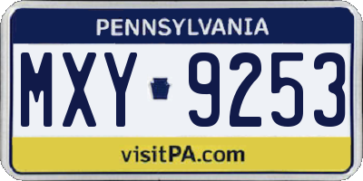 PA license plate MXY9253
