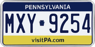PA license plate MXY9254