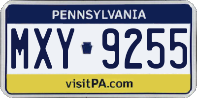 PA license plate MXY9255