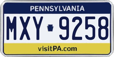 PA license plate MXY9258
