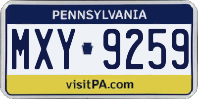 PA license plate MXY9259