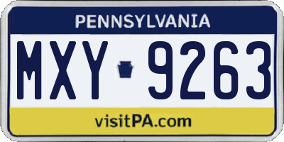 PA license plate MXY9263