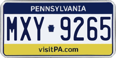 PA license plate MXY9265