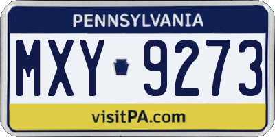 PA license plate MXY9273