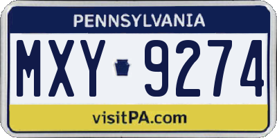 PA license plate MXY9274